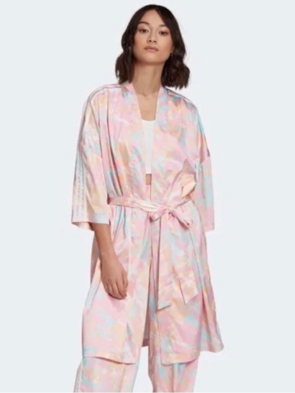 ADIDAS 3 STRIPE TIE DYE PASTEL ROBE small